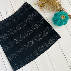 Loft Black Skirt With Striped Sequins